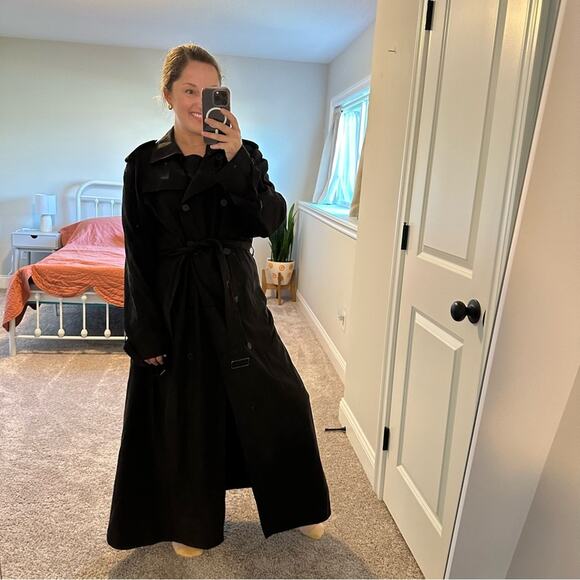 Vintage Calvin Klein Black Faux Suede Coat Jacket Large - Picture 2 of 12